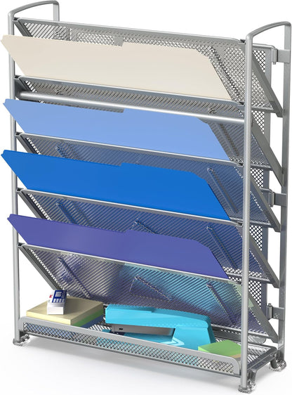 6-Tier Wall Mount Document Letter Tray Organizer, Black