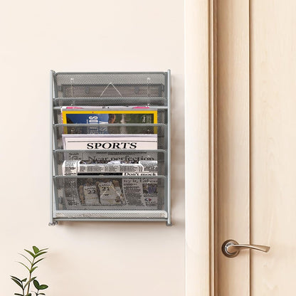 6-Tier Wall Mount Document Letter Tray Organizer, Black