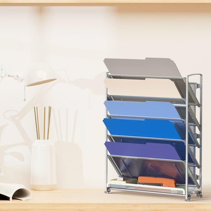 6-Tier Wall Mount Document Letter Tray Organizer, Black