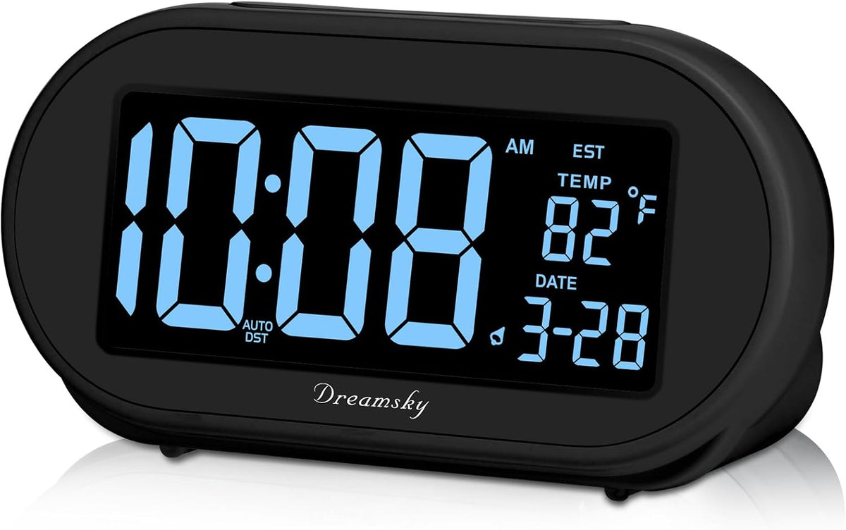 Alarm Clocks for Bedrooms, Auto Set Digital Clock with Date & Temp