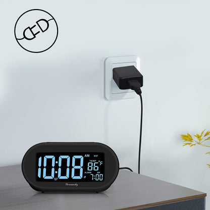 Alarm Clocks for Bedrooms, Auto Set Digital Clock with Date & Temp
