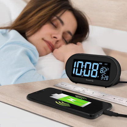 Alarm Clocks for Bedrooms, Auto Set Digital Clock with Date & Temp
