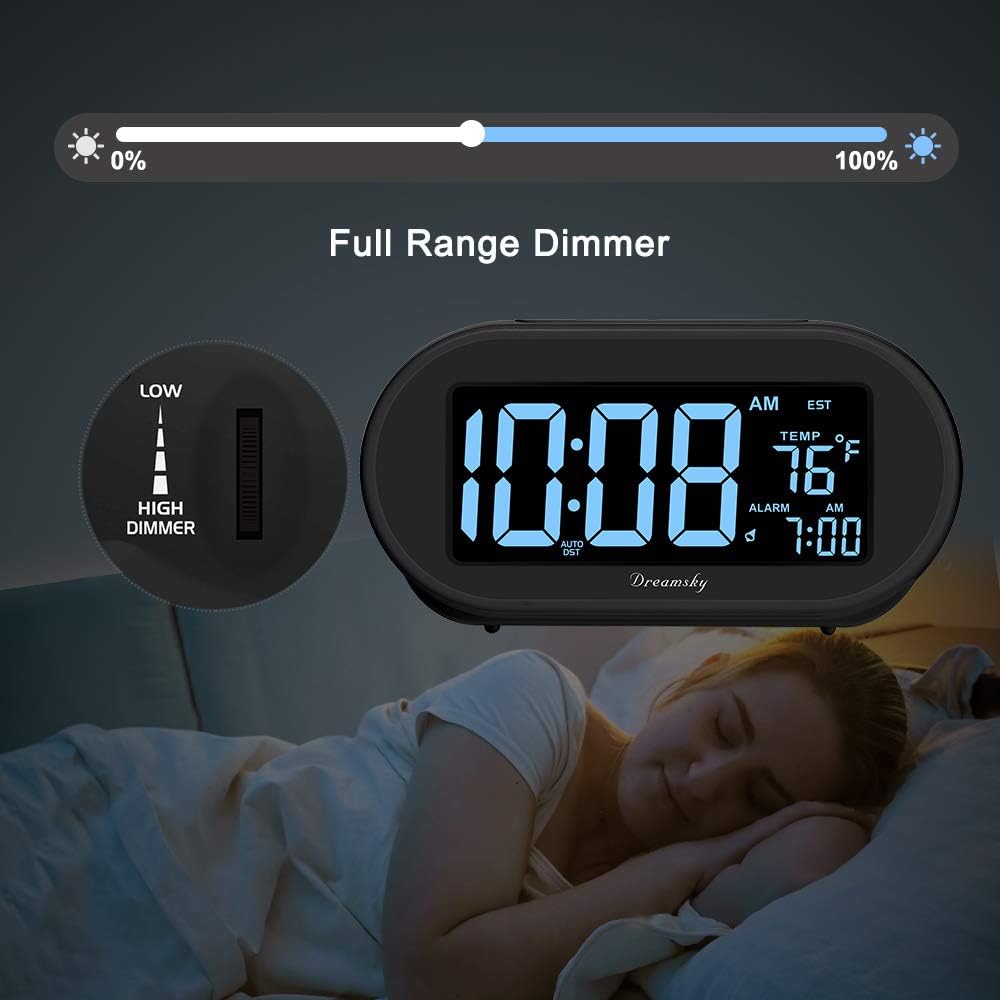 Alarm Clocks for Bedrooms, Auto Set Digital Clock with Date & Temp