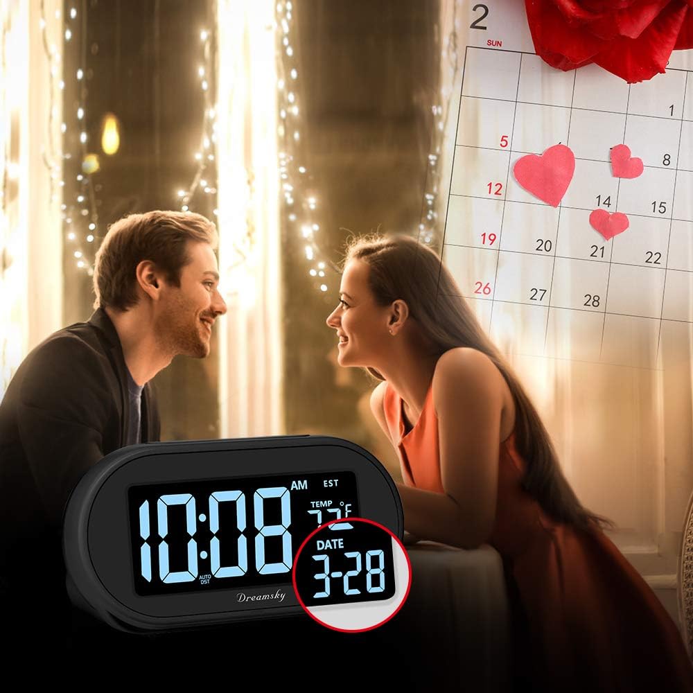 Alarm Clocks for Bedrooms, Auto Set Digital Clock with Date & Temp