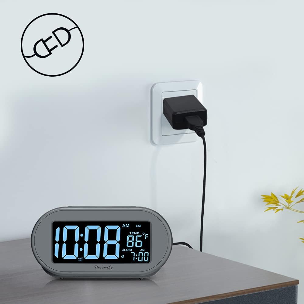 Alarm Clocks for Bedrooms, Auto Set Digital Clock with Date & Temp
