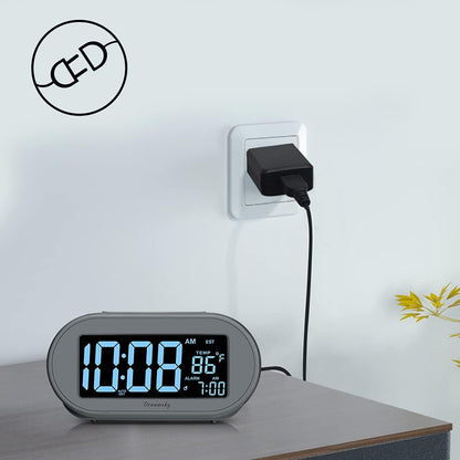 Alarm Clocks for Bedrooms, Auto Set Digital Clock with Date & Temp