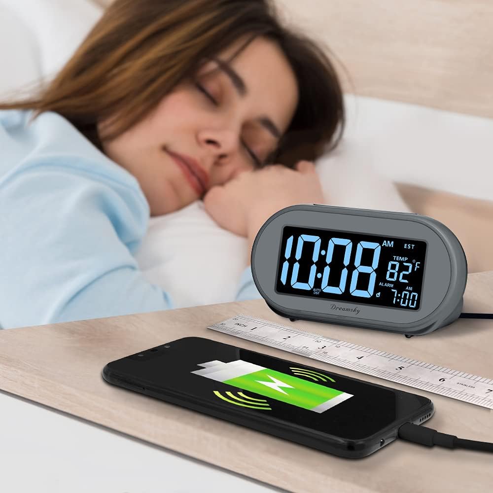 Alarm Clocks for Bedrooms, Auto Set Digital Clock with Date & Temp