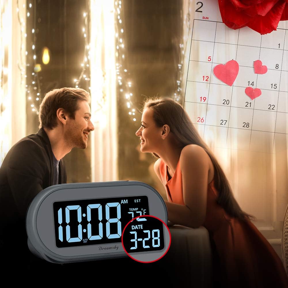 Alarm Clocks for Bedrooms, Auto Set Digital Clock with Date & Temp