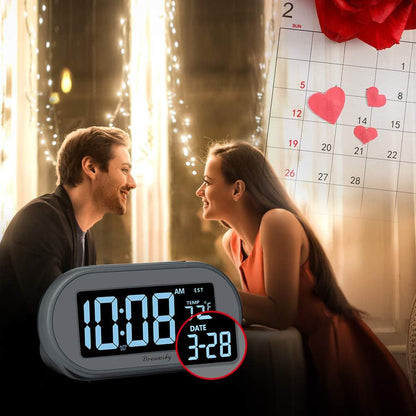 Alarm Clocks for Bedrooms, Auto Set Digital Clock with Date & Temp