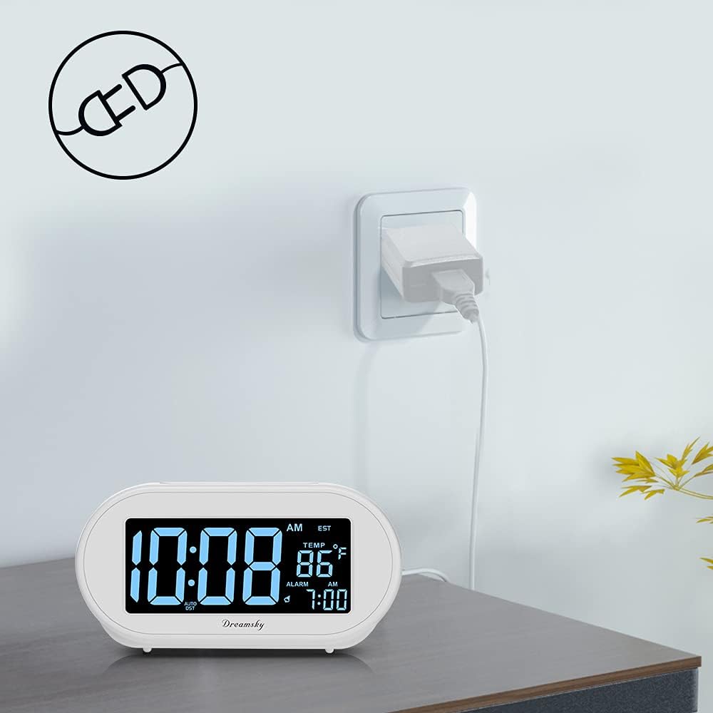 Alarm Clocks for Bedrooms, Auto Set Digital Clock with Date & Temp