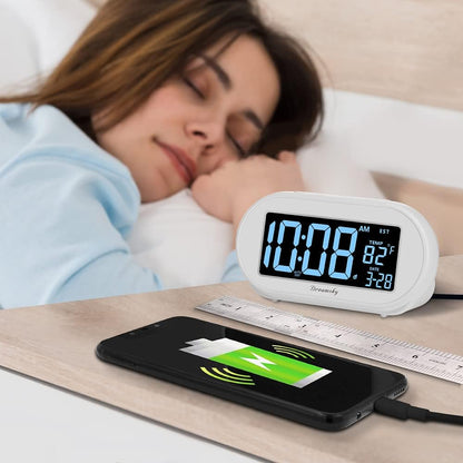 Alarm Clocks for Bedrooms, Auto Set Digital Clock with Date & Temp