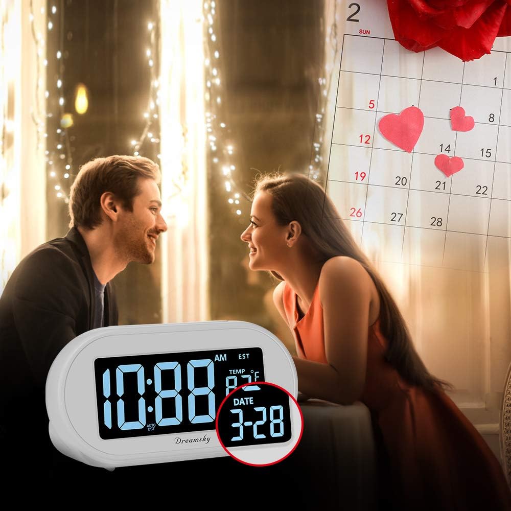 Alarm Clocks for Bedrooms, Auto Set Digital Clock with Date & Temp