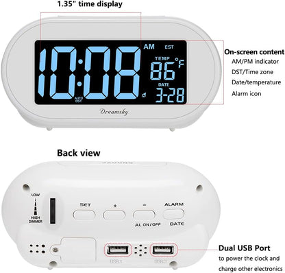 Alarm Clocks for Bedrooms, Auto Set Digital Clock with Date & Temp