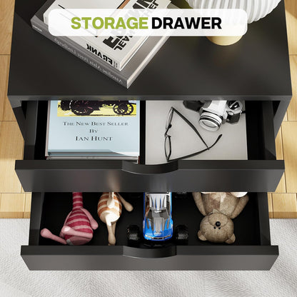 5-Drawer Chest, Office Storage Dresser File Cabinet with Wheels, Mobile Dresser for Home Office, Black