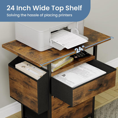 5-Drawer Chest, Office Storage Dresser File Cabinet with Wheels, Mobile Dresser for Home Office, Black