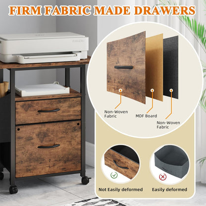 5-Drawer Chest, Office Storage Dresser File Cabinet with Wheels, Mobile Dresser for Home Office, Black