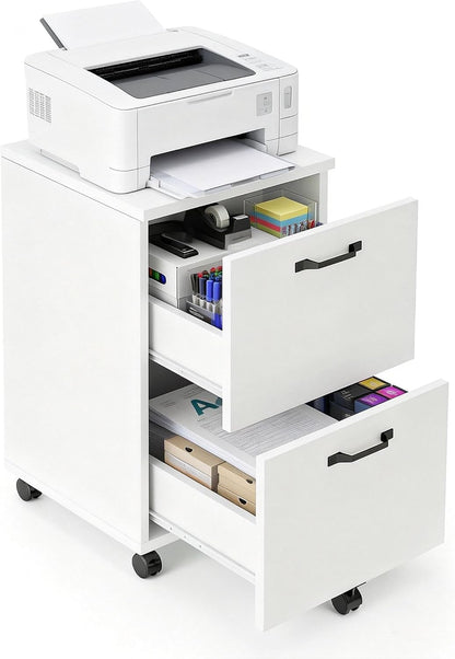 5-Drawer Chest, Office Storage Dresser File Cabinet with Wheels, Mobile Dresser for Home Office, Black