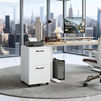 5-Drawer Chest, Office Storage Dresser File Cabinet with Wheels, Mobile Dresser for Home Office, Black