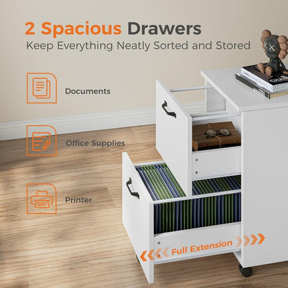 5-Drawer Chest, Office Storage Dresser File Cabinet with Wheels, Mobile Dresser for Home Office, Black