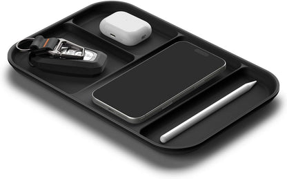 Vegan Leather Valet Tray Tech EDC Nightstand Desk Organizer