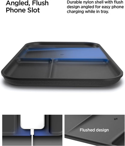 Vegan Leather Valet Tray Tech EDC Nightstand Desk Organizer