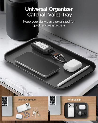 Vegan Leather Valet Tray Tech EDC Nightstand Desk Organizer