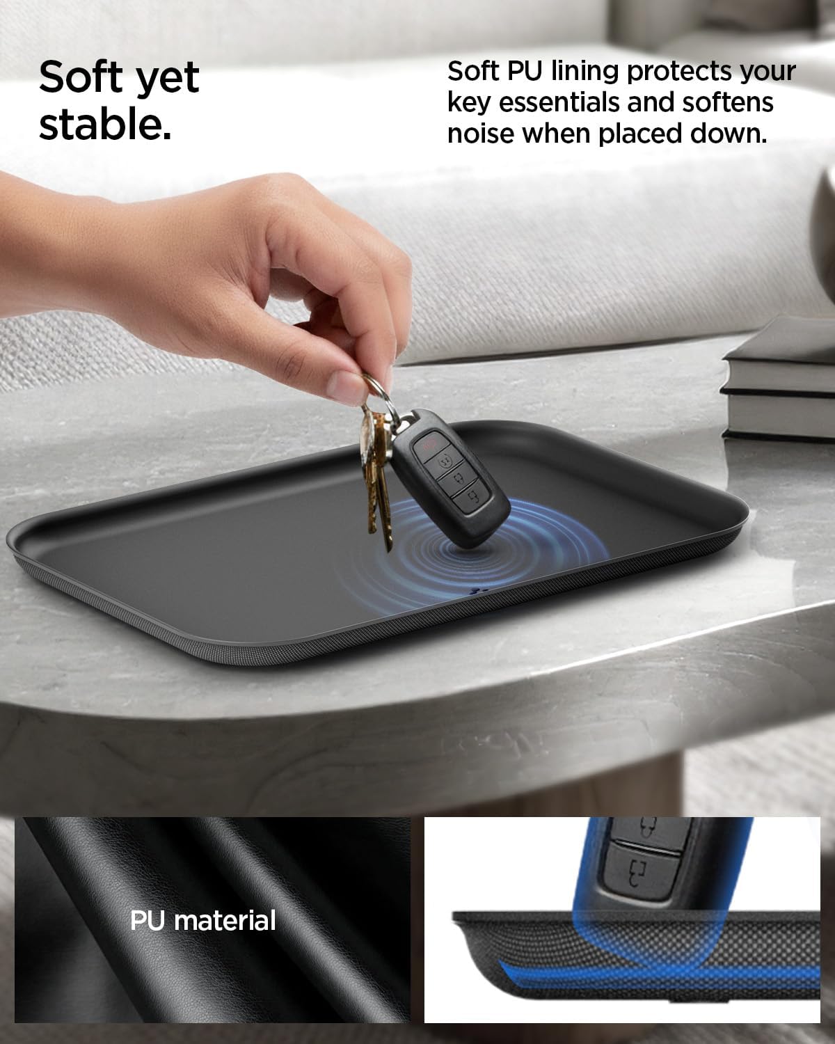 Vegan Leather Valet Tray Tech EDC Nightstand Desk Organizer
