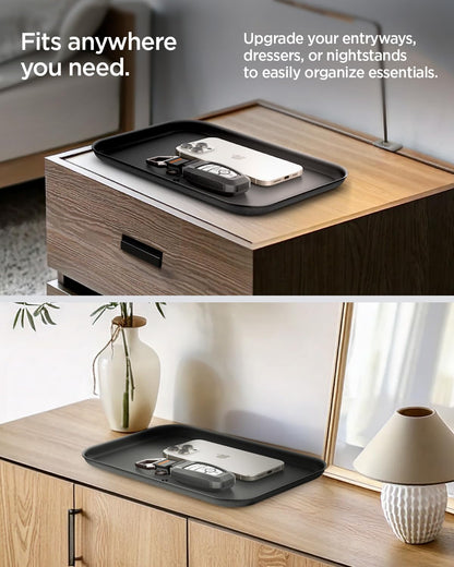 Vegan Leather Valet Tray Tech EDC Nightstand Desk Organizer
