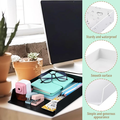 Black Letter Trays Stackable, 6 Pcs Plastic Desk Organizer