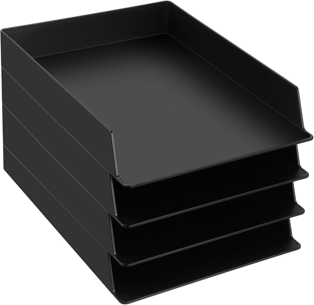 Black Letter Trays Stackable, 6 Pcs Plastic Desk Organizer