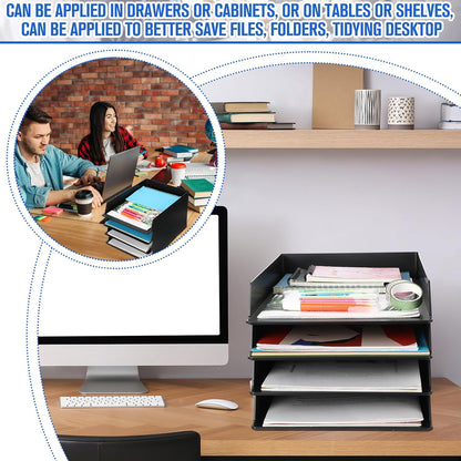 Black Letter Trays Stackable, 6 Pcs Plastic Desk Organizer