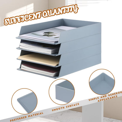 Black Letter Trays Stackable, 6 Pcs Plastic Desk Organizer