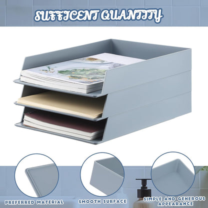 Black Letter Trays Stackable, 6 Pcs Plastic Desk Organizer