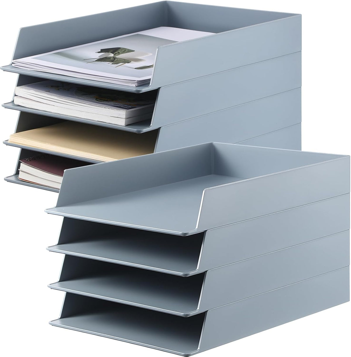 Black Letter Trays Stackable, 6 Pcs Plastic Desk Organizer
