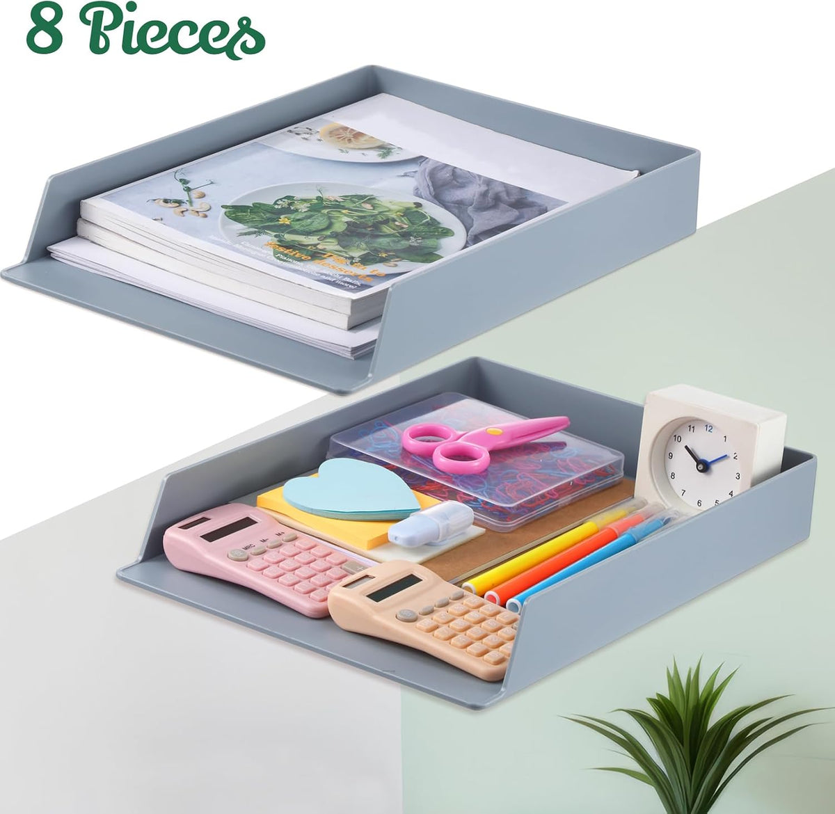 Black Letter Trays Stackable, 6 Pcs Plastic Desk Organizer
