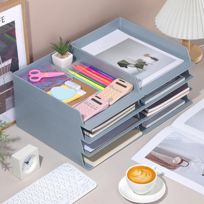 Black Letter Trays Stackable, 6 Pcs Plastic Desk Organizer