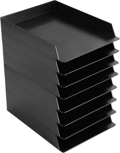 Black Letter Trays Stackable, 6 Pcs Plastic Desk Organizer