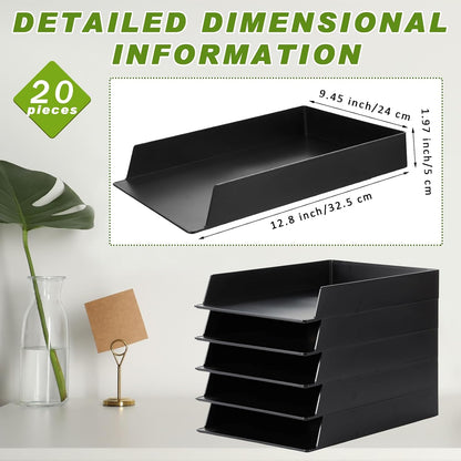 Black Letter Trays Stackable, 6 Pcs Plastic Desk Organizer