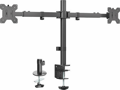 Premium Dual Ultra Wide LCD LED 27 to 38 inch Monitor Desk Mount, Heavy Duty, Adjustable Telescoping Arms, Flush Wall Setup, Fits 2 Screens, Black, STAND-TS38C