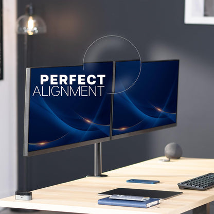 Premium Dual Ultra Wide LCD LED 27 to 38 inch Monitor Desk Mount, Heavy Duty, Adjustable Telescoping Arms, Flush Wall Setup, Fits 2 Screens, Black, STAND-TS38C