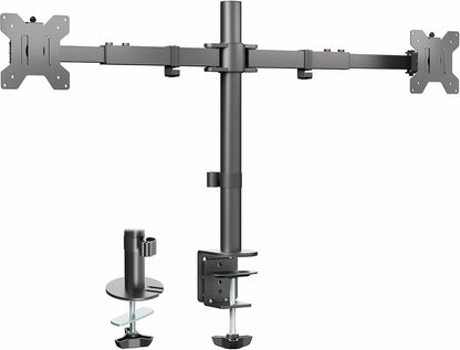 Premium Dual Ultra Wide LCD LED 27 to 38 inch Monitor Desk Mount, Heavy Duty, Adjustable Telescoping Arms, Flush Wall Setup, Fits 2 Screens, Black, STAND-TS38C