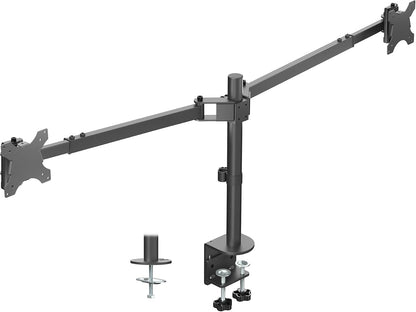Premium Dual Ultra Wide LCD LED 27 to 38 inch Monitor Desk Mount, Heavy Duty, Adjustable Telescoping Arms, Flush Wall Setup, Fits 2 Screens, Black, STAND-TS38C