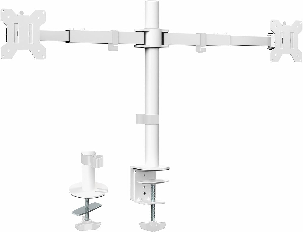 Premium Dual Ultra Wide LCD LED 27 to 38 inch Monitor Desk Mount, Heavy Duty, Adjustable Telescoping Arms, Flush Wall Setup, Fits 2 Screens, Black, STAND-TS38C