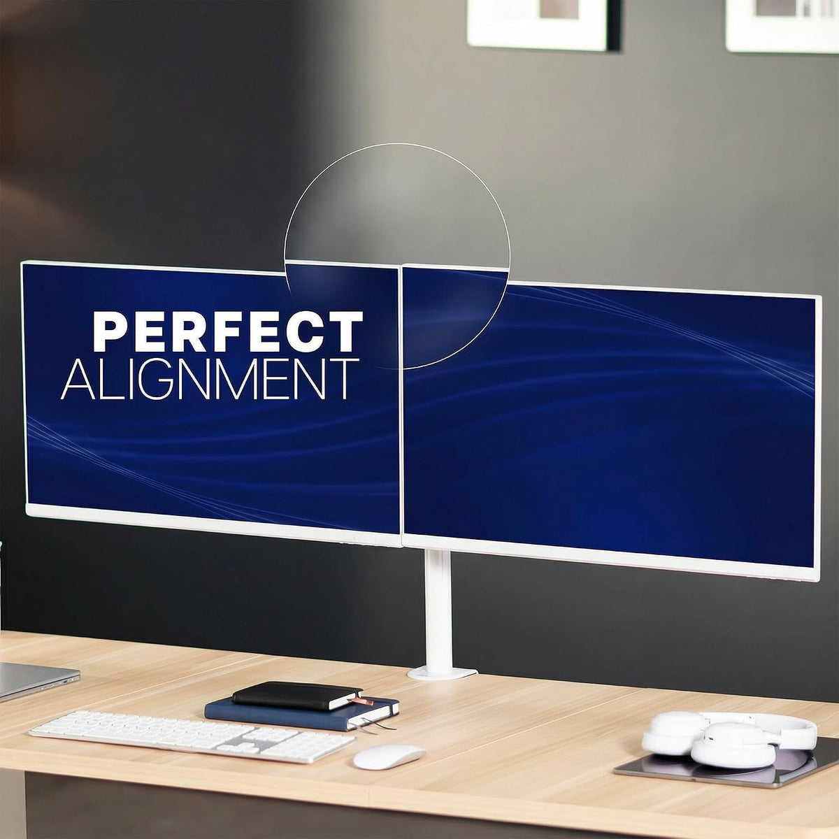 Premium Dual Ultra Wide LCD LED 27 to 38 inch Monitor Desk Mount, Heavy Duty, Adjustable Telescoping Arms, Flush Wall Setup, Fits 2 Screens, Black, STAND-TS38C