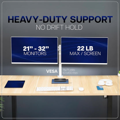 Premium Dual Ultra Wide LCD LED 27 to 38 inch Monitor Desk Mount, Heavy Duty, Adjustable Telescoping Arms, Flush Wall Setup, Fits 2 Screens, Black, STAND-TS38C