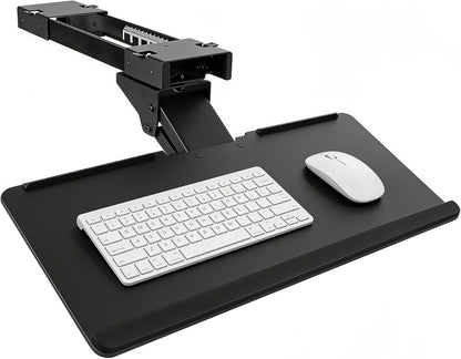 ! Keyboard Tray Under Desk, Full Motion Computer Keyboard and Mouse Tray, Slide Out Ergonomic Keyboard Drawer with Gel Wrist Pad, 26" Wide, Tilt, Swivel and Height Adjustment, Black