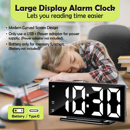 LED Digital Alarm Clock for Bedroom, Black