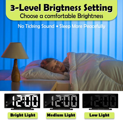 LED Digital Alarm Clock for Bedroom, Black