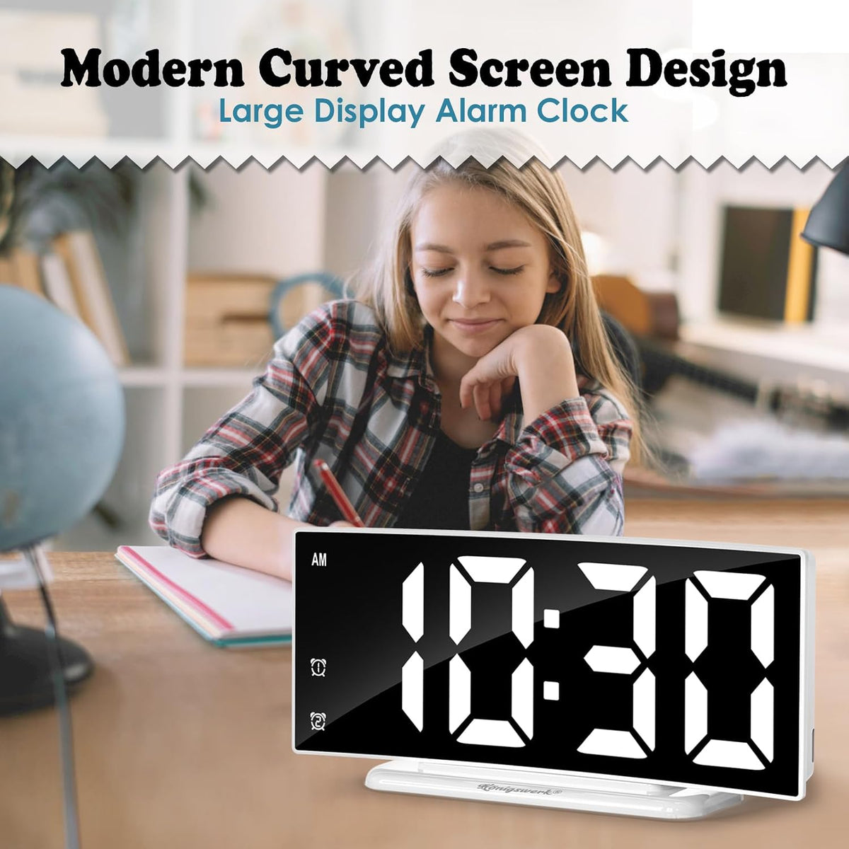 LED Digital Alarm Clock for Bedroom, Black