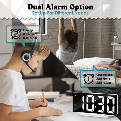 LED Digital Alarm Clock for Bedroom, Black